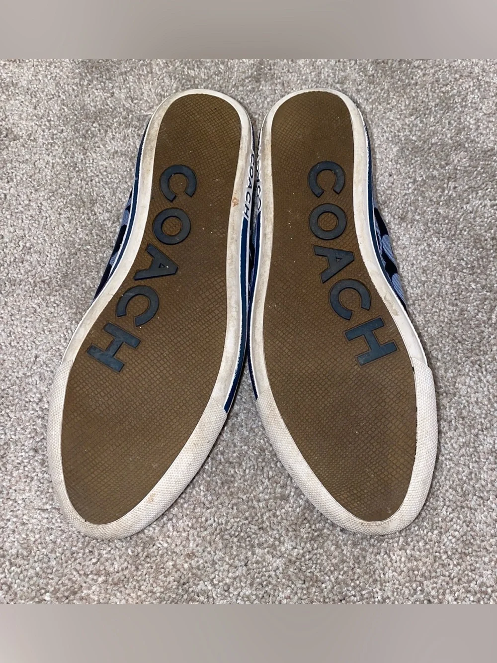 Coach Navy Signature Canvas Low-Top Sneakers with White Trim